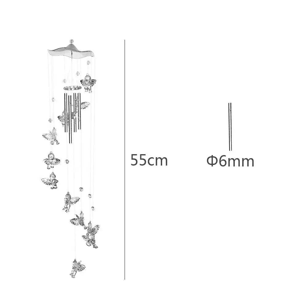 Carillon Klangverve "Luftkuss" | Carillons romantiques avec papillon & cloche | 55 cm Décoration en métal pour jardin, balcon & fenêtre