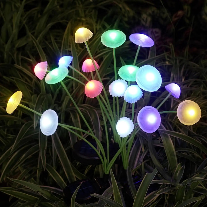 GlowPilz Lampe de jardin solaire 6 LEDs | Design méduse & champignon | Pour jardin, terrasse & espaces extérieurs