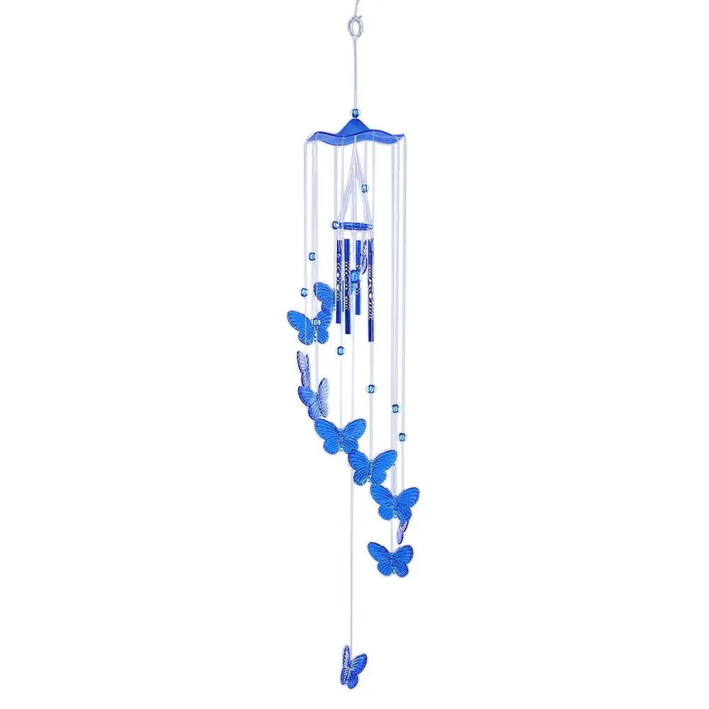Carillon Klangverve "Luftkuss" | Carillons romantiques avec papillon & cloche | 55 cm Décoration en métal pour jardin, balcon & fenêtre