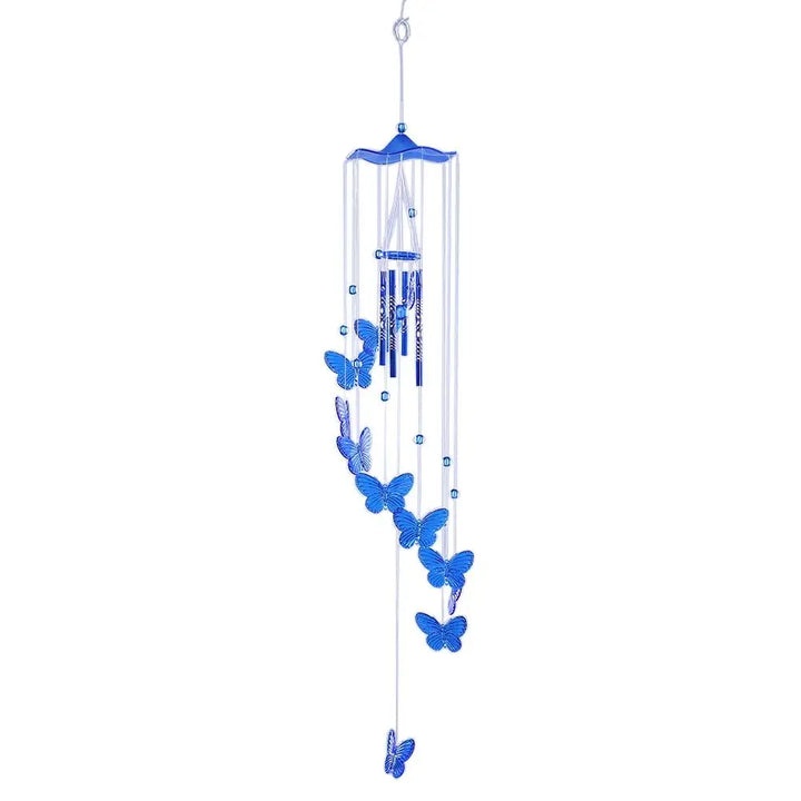 Carillon Klangverve "Luftkuss" | Carillons romantiques avec papillon & cloche | 55 cm Décoration en métal pour jardin, balcon & fenêtre