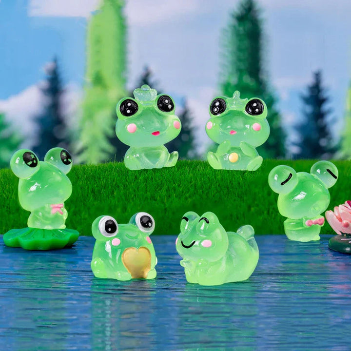 LumoFrosch Ensemble de Figurines | Grenouilles Miniatures Lumineuses | Pour Jardin de Fées, Aquarium & Décoration