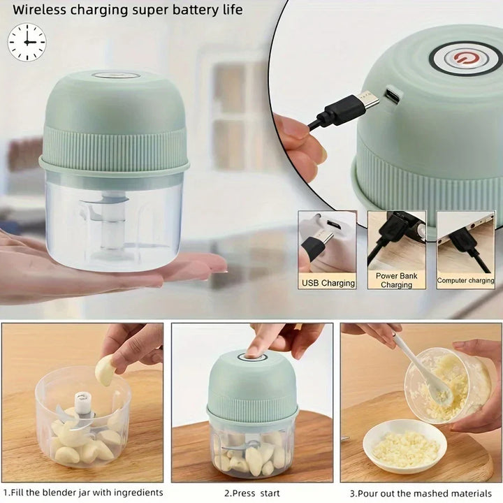Mini Hachoir Électrique | 250 ml | Rechargeable par USB | Hachoir à Ail, Légumes & Viande