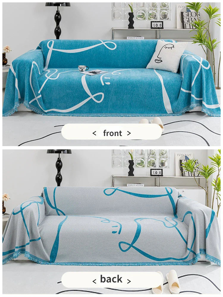 Velvyn | Housse de canapé en chenille | Housse complète de canapé et couverture en noir | Anti-poussière, doux et polyvalent | Lavable et facile d'entretien