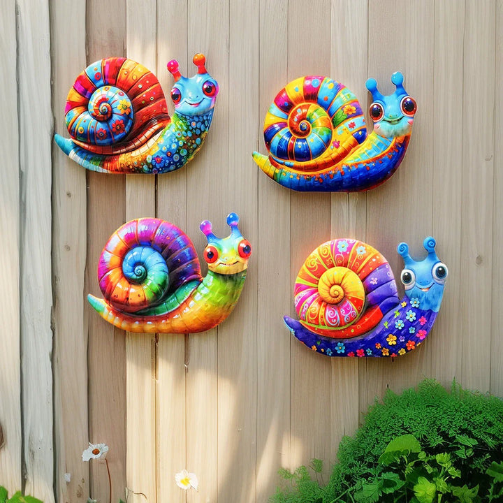 Gartentiva Décoration Murale Métal Escargot | Décoration de Jardin en Métal Résistante aux Intempéries | Pour Clôture, Terrasse & Intérieurs | 21,5 × 13,5 cm