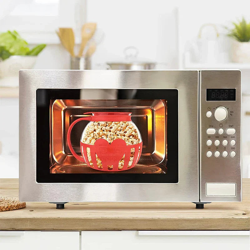 Popurella Préparateur de Popcorn au Micro-ondes en Verre Borosilicaté | Résistant à la Chaleur & Réutilisable | 1 pièce | environ 400 g