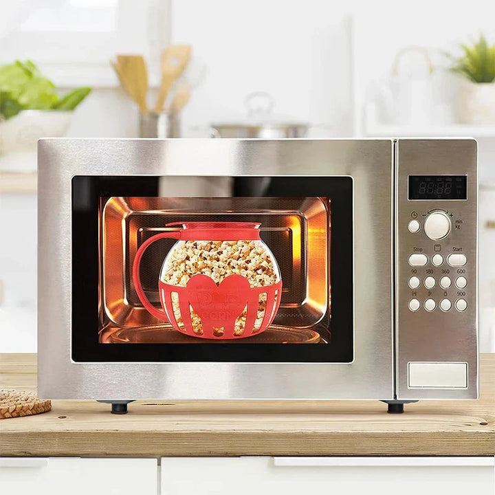 Popurella Préparateur de Popcorn au Micro-ondes en Verre Borosilicaté | Résistant à la Chaleur & Réutilisable | 1 pièce | environ 400 g
