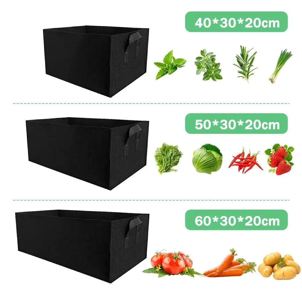 Florabrix Sac de Plante | Sac de Plante Rectangulaire en Tissu Non Tissé | Avec Poignées & Drainage | Pour Légumes, Fleurs & Herbes