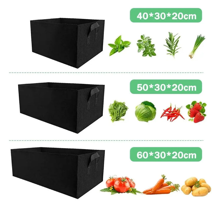 Florabrix Sac de Plante | Sac de Plante Rectangulaire en Tissu Non Tissé | Avec Poignées & Drainage | Pour Légumes, Fleurs & Herbes