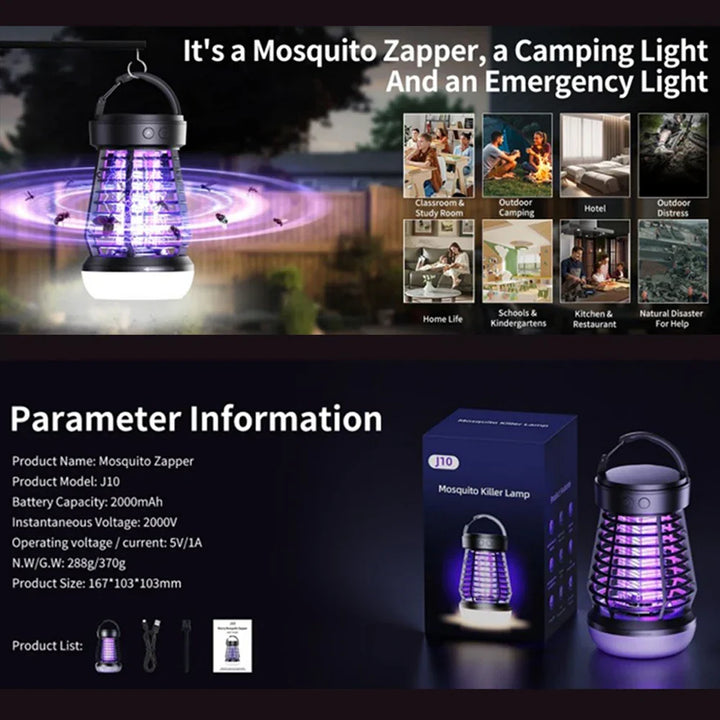 Lampe anti-moustiques Lumava Pro | Lampe de camping 4-en-1 avec destructeur d'insectes & fonction SOS | Rechargeable via USB-C & batterie de 2000 mAh