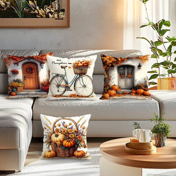 LaubTraum | Housse de coussin décoratif rétro-automne | Accent décoratif pour le canapé | Polyester 45×45 cm