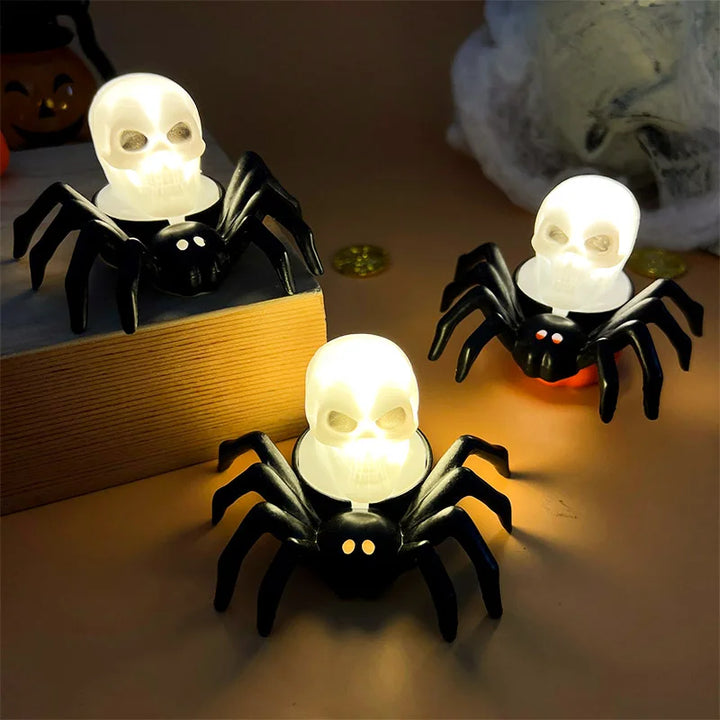 Halloween-Deko CreepyFlame | Bougie LED avec Araignée & Crâne | Lampe Effrayante pour Maison, Bar & Fête
