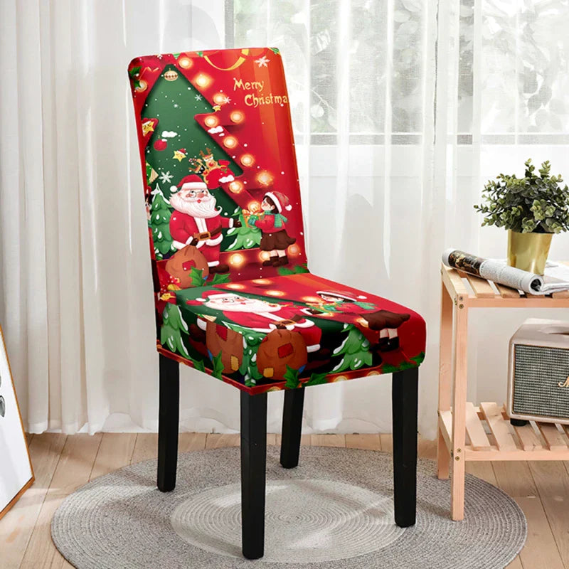 Housses de Chaise de Noël Festivella | Housses de Chaise Extensibles en Tissu Élastique | Lavables & Réutilisables | Pour Salle à Manger & Fêtes
