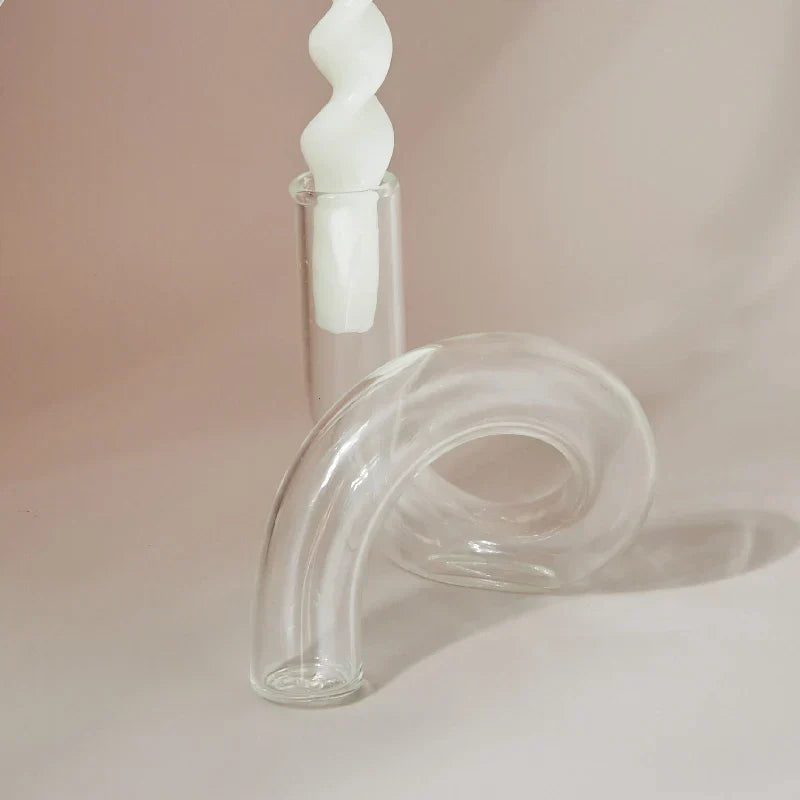 VetroLume | Vase en Verre Fait Main | Verre Borosilicaté Transparent | Vase Décorative Ø12 × H11 cm