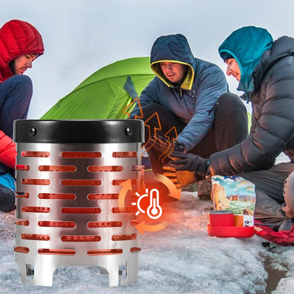 ThermaCamp Réchaud de Camping en Acier Inoxydable | Réchauffeur Portable pour Brûleurs à Gaz | Répartition Uniforme de la Chaleur | Avec Poignée & Crochets | Extérieur & Tente