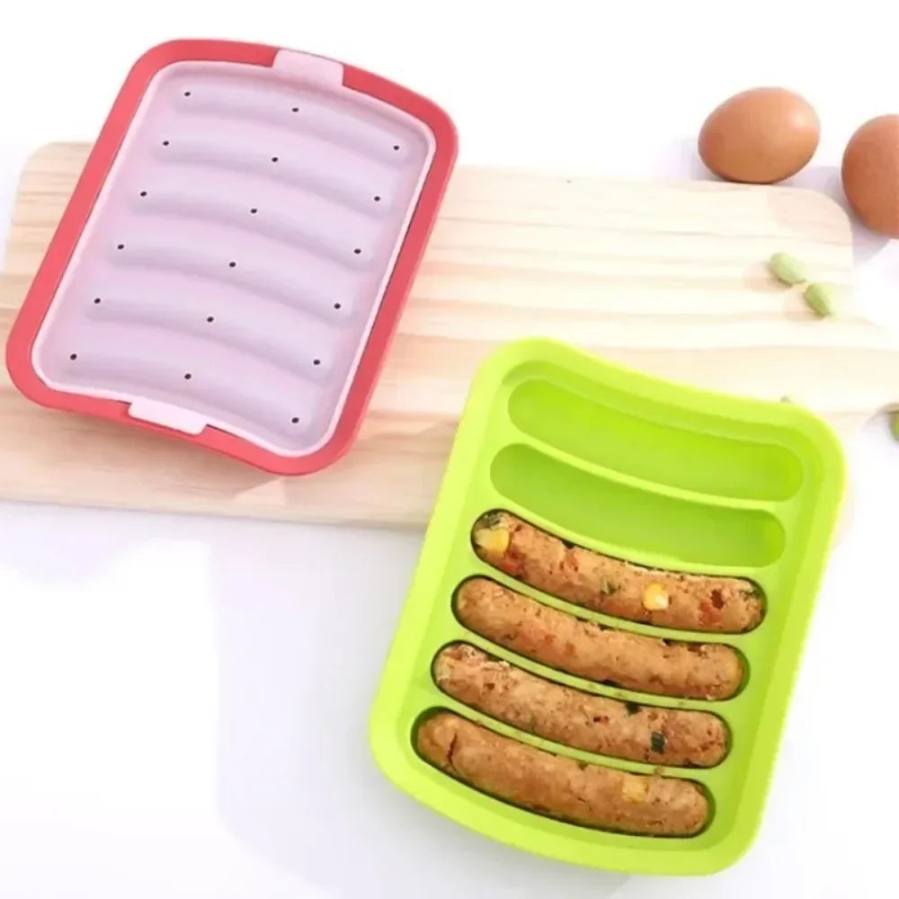 SausiForm | Moule à saucisse en silicone avec couvercle | Alimentaire & Résistant à la chaleur | 17,5×13,5×3,5 cm