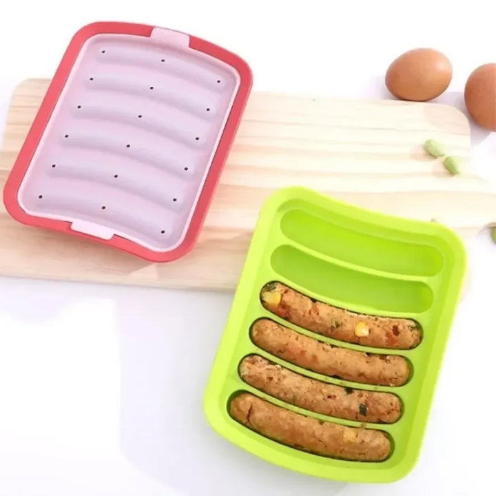 SausiForm | Moule à saucisse en silicone avec couvercle | Alimentaire & Résistant à la chaleur | 17,5×13,5×3,5 cm