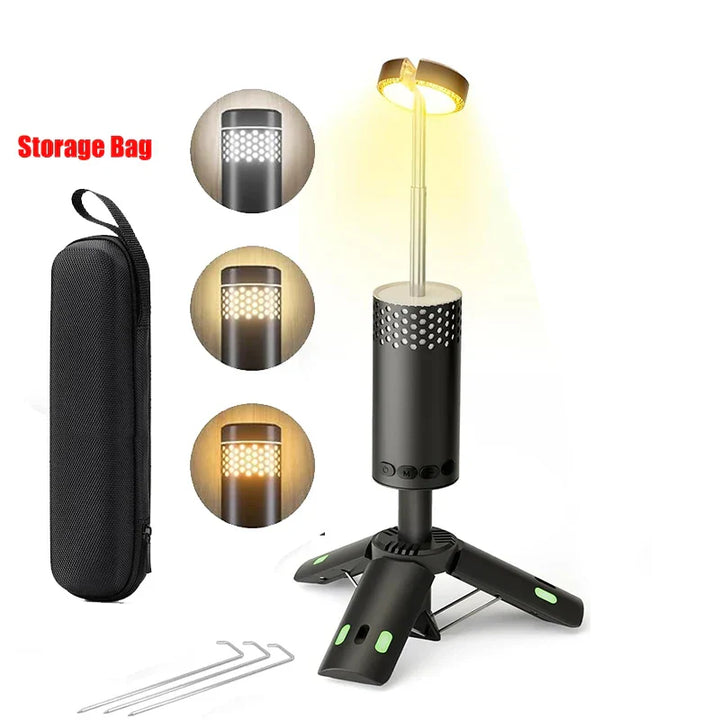 LumaPeak Lampe de Camping | Batterie 10.000 mAh | Design Télescopique & Trépied | Dimmable avec Fonction SOS | Lampe Extérieure & d'Urgence