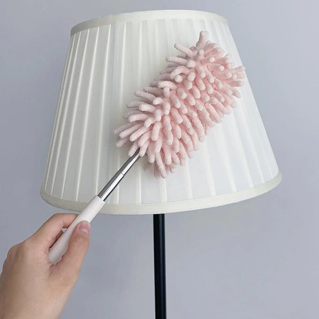 DUSTELLA Duster télescopique | Extensible jusqu'à 80 cm | Microfibre chenille & poignée en acier inoxydable – Pour plafonds, meubles et coins