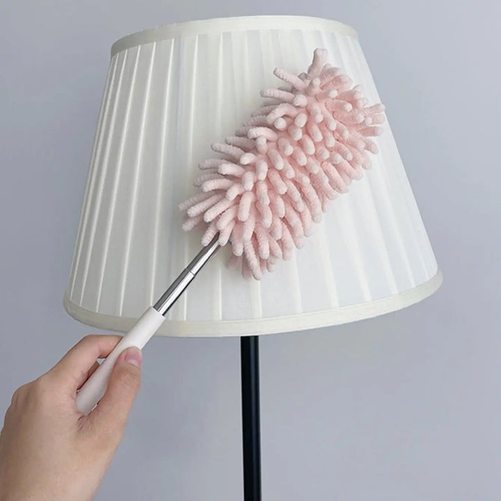 DUSTELLA Duster télescopique | Extensible jusqu'à 80 cm | Microfibre chenille & poignée en acier inoxydable – Pour plafonds, meubles et coins
