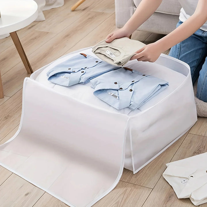 Sac de rangement Stowella | Avec couvercle zippé | Boîte à vêtements et linge de lit pliable | Protection contre la poussière et l'humidité