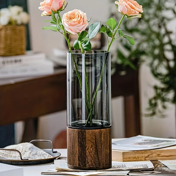 Vase en verre VetroLuxe | Design Rétro | Fait à la main & Élégant | Pour fleurs & Décoration de table