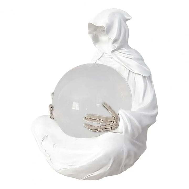 Décoration Halloween Noctora | Boule de cristal avec lumière LED | Statue de faucheuse gothique 15 cm