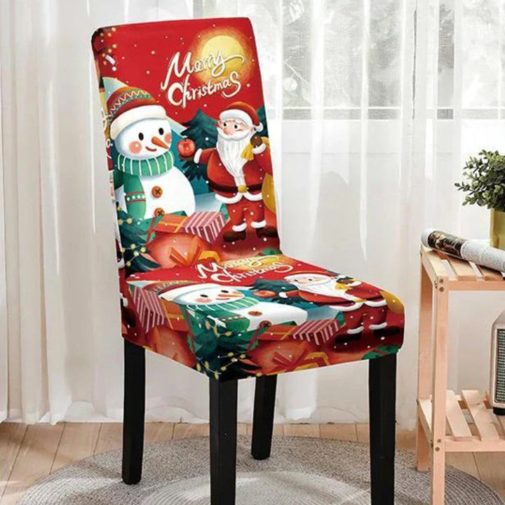 Housses de Chaise de Noël Festivella | Housses de Chaise Extensibles en Tissu Élastique | Lavables & Réutilisables | Pour Salle à Manger & Fêtes