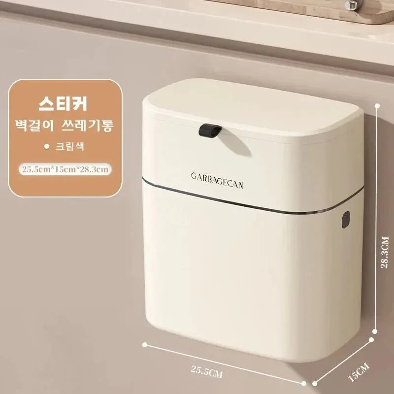 Poubelle suspendue CleanFold SquareBin | Avec couvercle rabattable et grande capacité | Pour salle de bain, cuisine et WC | 25,5 × 15 × 28,3 cm