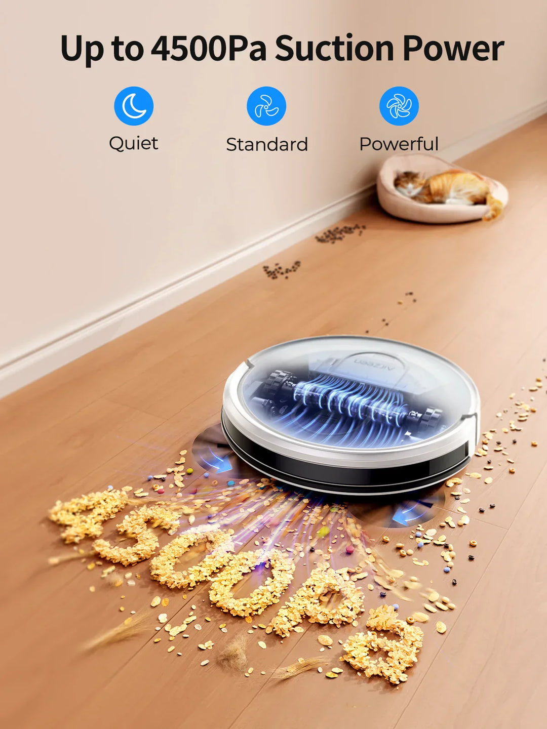 Cleanovo P10 Robot Aspirateur avec Fonction Laveuse | 4500Pa Puissance d'Aspiration | Contrôle par Application & Navigation Gyroscopique | Pour Tapis & Sols Durs