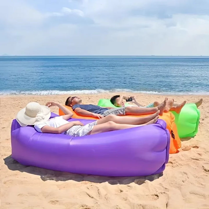 Canapé de salon gonflable | Sans pompe & avec appui-tête | AirLoungeGo Canapé d'extérieur 190×70 cm – Portable & Imperméable