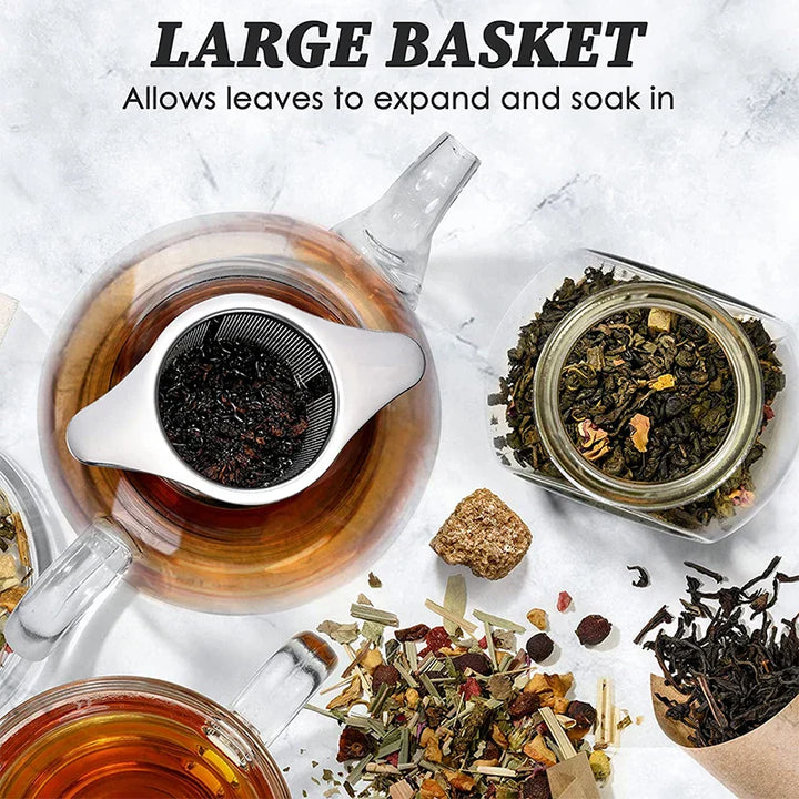 Infuseur à thé LeafLuxe en acier inoxydable | Infuseur à mailles extra fines | Avec poignées doubles | Pour thé en vrac