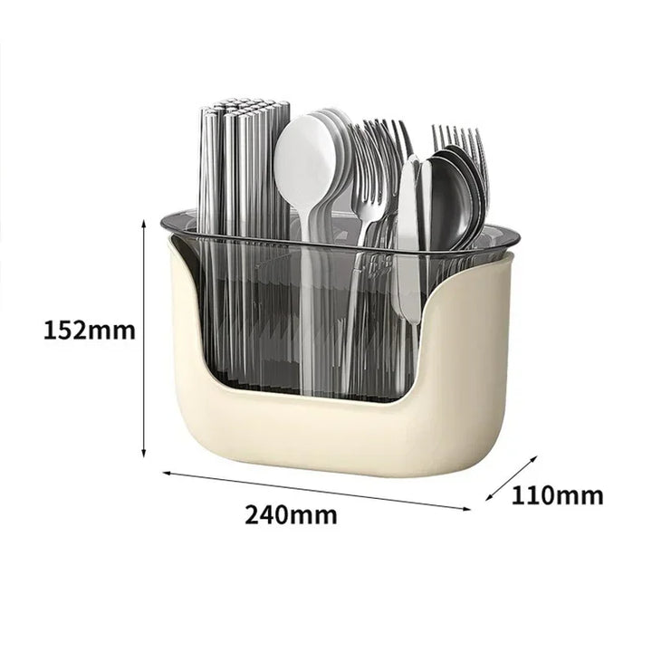 OrgaDish Support à couverts avec égouttoir | 3 compartiments | Organisateur de cuisine pour baguettes et couverts