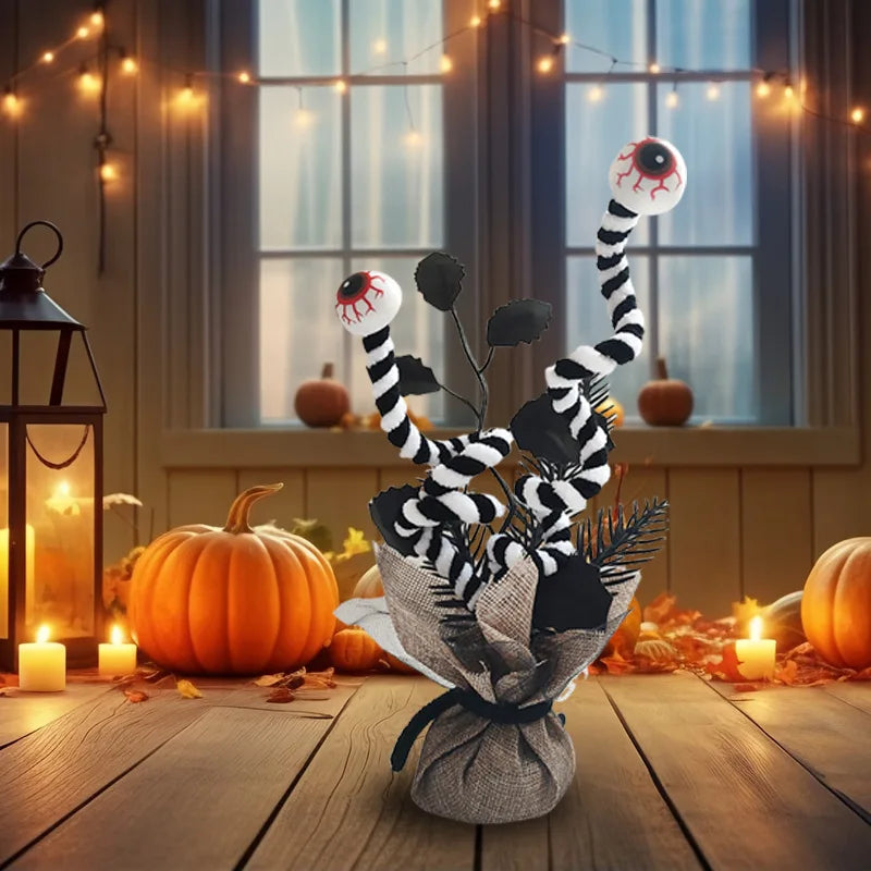 Décoration d'Yeux Halloween Creepos | Yeux en Fil Sautants | Pendants Noir et Blanc | Décoration de Fête Intérieure & Extérieure