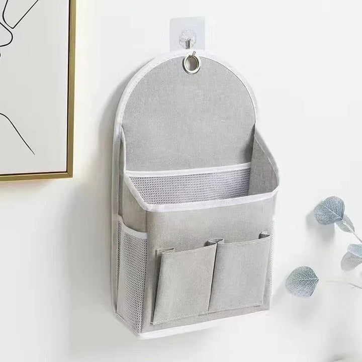 RoomEase Sac de rangement en tissu suspendu | Organisateur mural et de porte | 2 compartiments + poche latérale en mesh