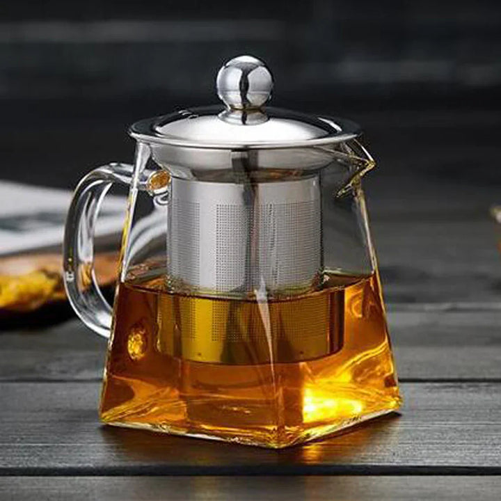 Teavora Théière en verre avec filtre en acier inoxydable | Résistante à la chaleur & Lavable au lave-vaisselle | Pour thé en vrac & fleurs de thé | 550/750/950 ml