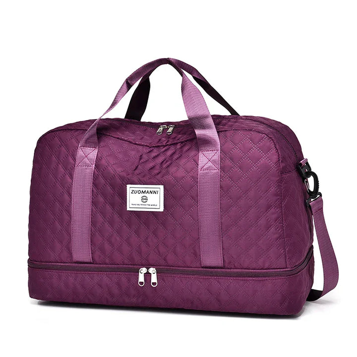 Raumio TravelFlex Sac de voyage léger avec motif en losange | Grand sac de sport et de week-end avec compartiment à chaussures et compartiment humide | Adapté aux bagages à main et pliable