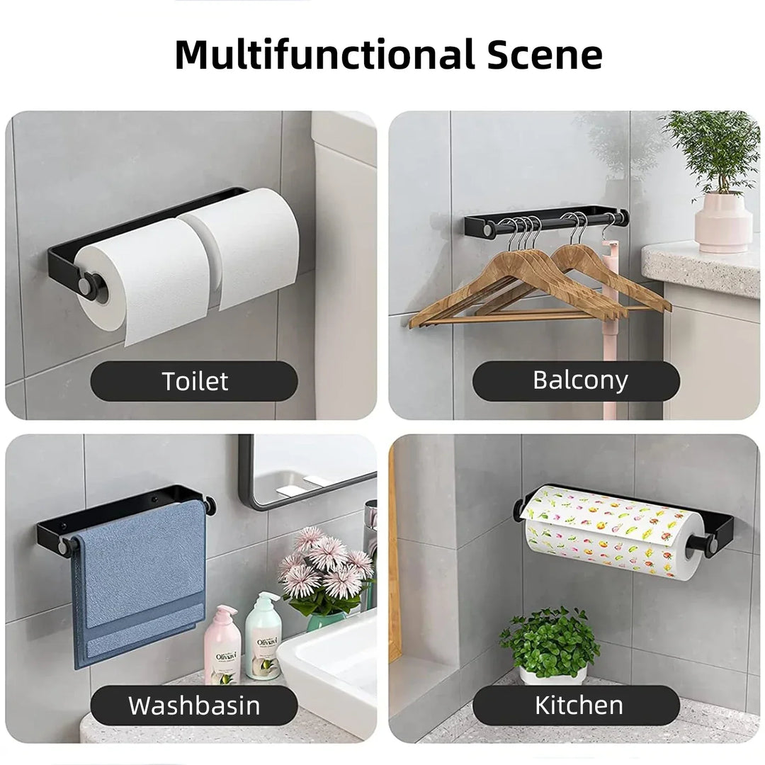 Organiva DuoRoll Support de rouleau de cuisine mural | Avec compartiment pour film | Gain de place & Pratique | Cuisine & Salle de bain