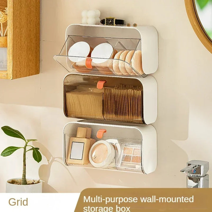 KlarStil Boîte de Rangement pour Toilettes | Montage Mural | Résistante à la Poussière & Autocollante | Organisateur de Maquillage & Bijoux