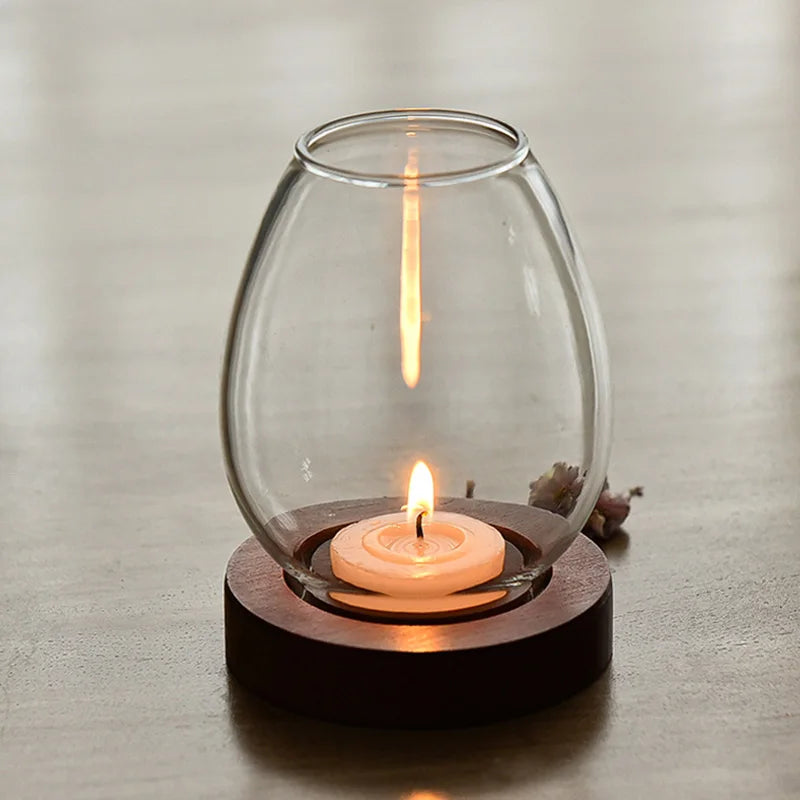 Porte-bougie en verre | Design rétro | Protégé du vent & creux | Pour mariage, fête & table à manger
