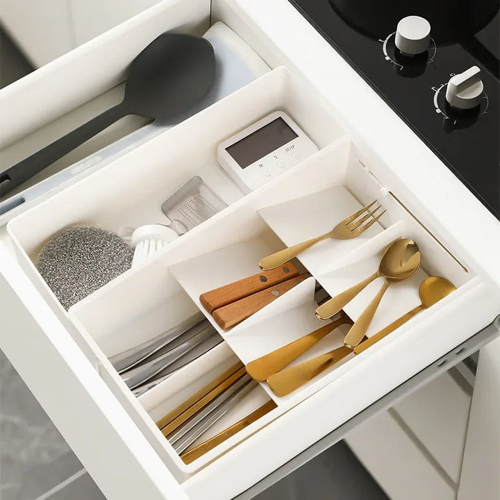 Organisateur de tiroirs FlexiStore pour cuisine | Extensible & avec des séparateurs | Plastique | Système d'organisation