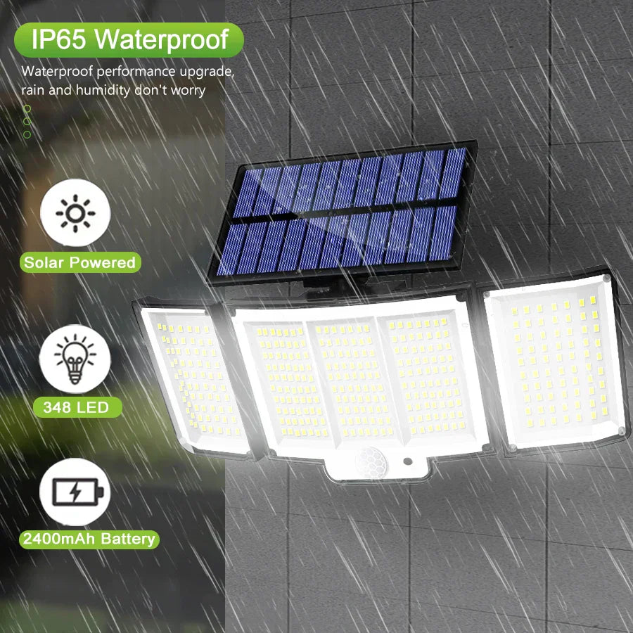 Lampe Solaire Murale LumoGuard 318LED | Détecteur de mouvement & 3 modes d'éclairage | Étanche IP65 pour jardin, terrasse & clôture
