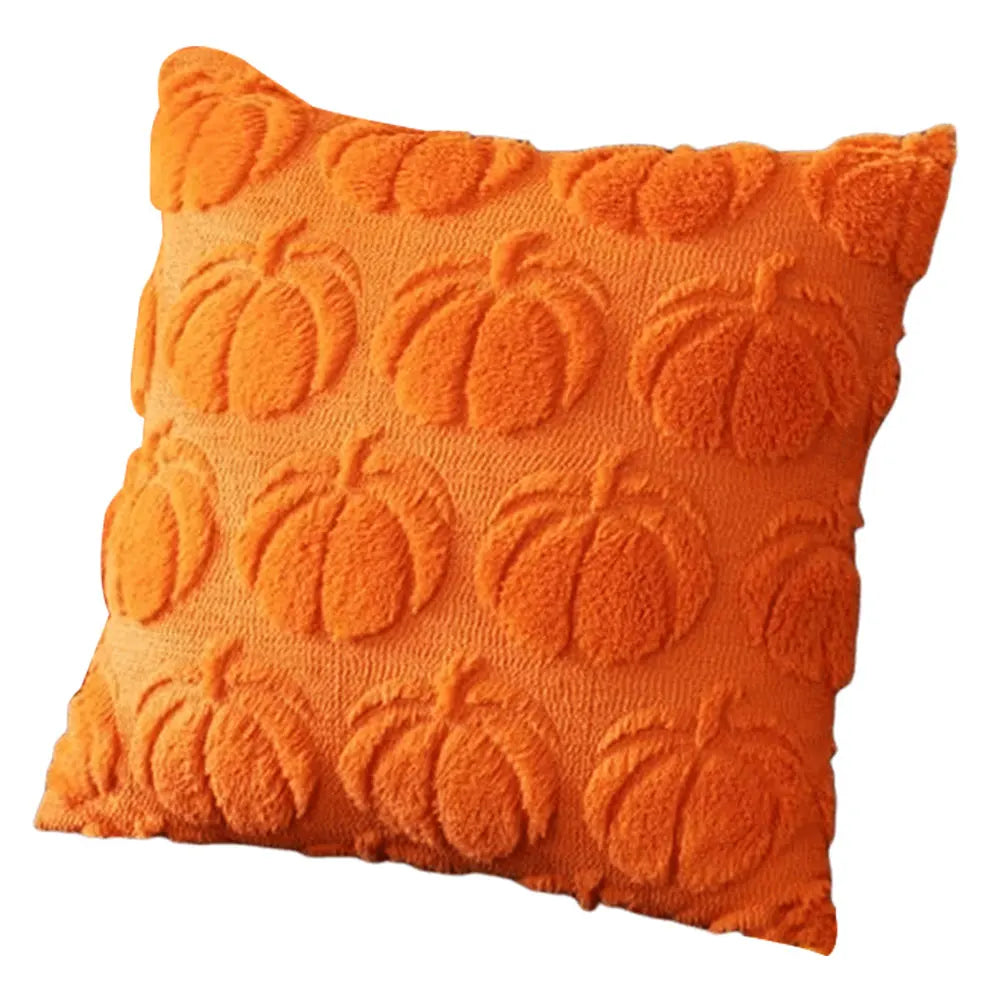 Pumpura | Housse de coussin Citrouille d'Automne | 45 × 45 cm | Douce & Pelucheuse | Décoration d'Halloween & d'Automne