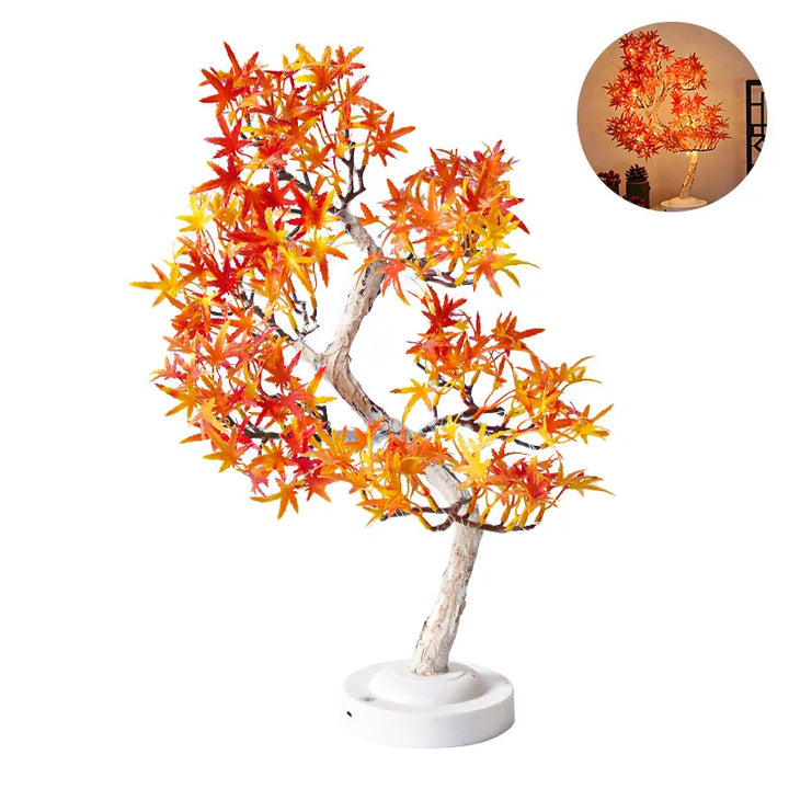 Lampe LED Erable | Deko Bonsai avec lumières | USB/Pile | Décoration Automne & de Table