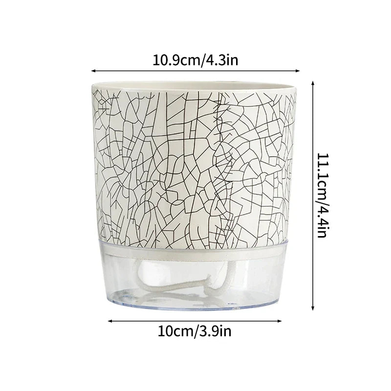 FLORANO Pot de Fleurs | Plastique avec Réserve d'Eau | Amovible | Design Ice-Crack & Zebra