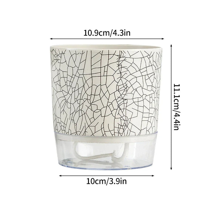 FLORANO Pot de Fleurs | Plastique avec Réserve d'Eau | Amovible | Design Ice-Crack & Zebra