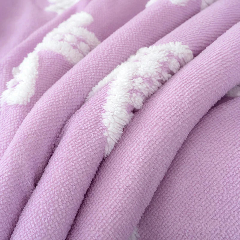 Couverture Jacquard Lambina | Épaisse & Douce | Laine d'Agneau Synthétique | Couverture de Canapé & de Lit | Chaleur d'Hiver en Qualité Premium