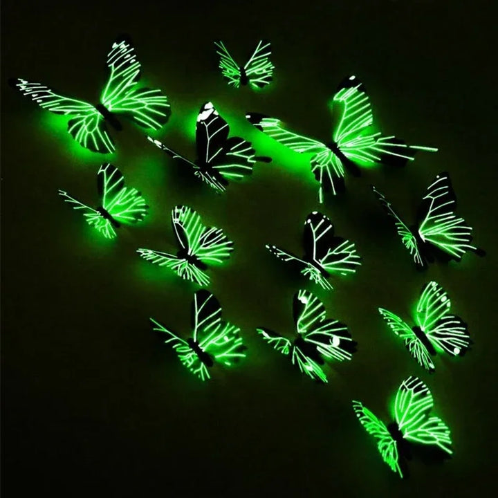 Luminexa Papillons | Autocollants Muraux Papillon 3D | 12 pièces | Lumineux & Décoration DIY | Pour Murs, Fêtes & Cadeaux