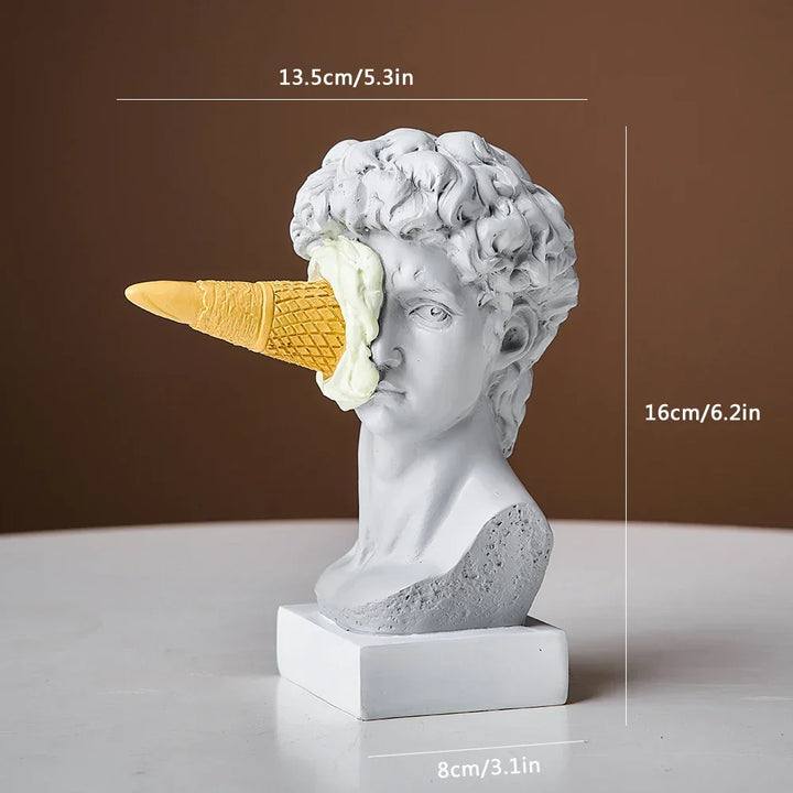 ArteFrost | Statue de David avec glace | Sculpture nordique moderne | Décoration pour bureau et maison