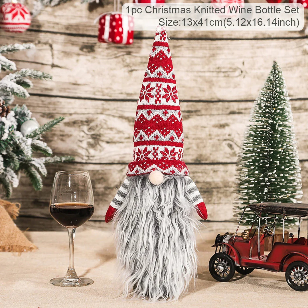 Noëlla | Housse de bouteille de Noël | Housse de décoration pour bouteilles de vin avec motif de Noël | Housse en tissu pour vin & champagne | Parfait comme idée cadeau