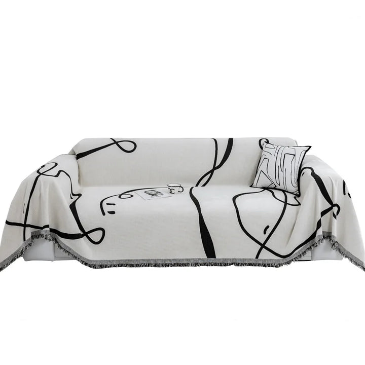 Velvyn | Housse de canapé en chenille | Housse complète de canapé et couverture en noir | Anti-poussière, doux et polyvalent | Lavable et facile d'entretien